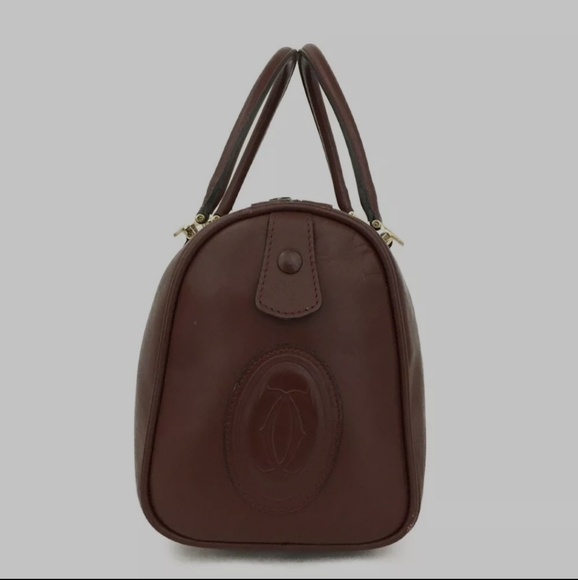 Vintage Must de Cartier 1975 Leather Boston Travel Hand Bag Bordeaux/3AD2295 - Picture 4 of 9